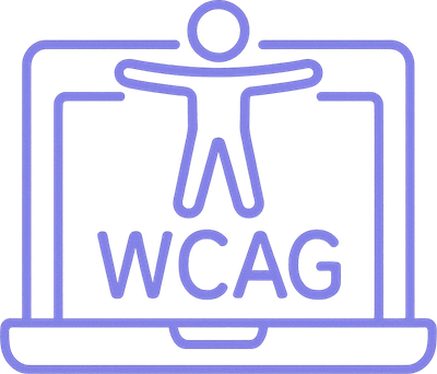 Laptop with accesibilty person icon and WCAG text