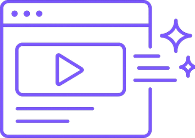 Simuldated desktop screen showing play button with stars to the side